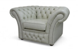 Chesterfield Club Armchair Stella Ice Real Leather In Balmoral Style - thumbnail 3