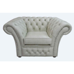 Chesterfield Club Armchair Stella Ice Real Leather In Balmoral Style - thumbnail 1