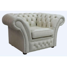 Chesterfield Club Armchair Stella Ice Real Leather In Balmoral Style - thumbnail 2