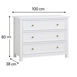 Melody Maison Large Scalloped 3 Drawer Chest Of Drawers & Pair Of Bedside Tables - Staunton White Range - thumbnail 8