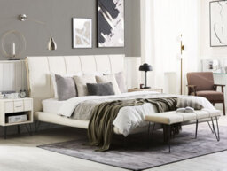 Beliani Bed Faux Leather Betin 160 X 200 Cm (Eu King Size) Light Beige - thumbnail 2