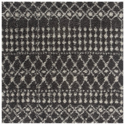 The Rugs Soft Moroccan Diamond Shaggy Rugs And Runners High Pile Dark Grey And Ivory Living Room Kitchen Hallway 1040 - image 1