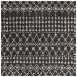 The Rugs Soft Moroccan Diamond Shaggy Rugs And Runners High Pile Dark Grey And Ivory Living Room Kitchen Hallway 1040 - thumbnail 1