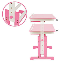 Tectake Desk - For Children, Wooden, Tiltable Tabletop, 7 Height Settings, With Drawer 109 Cm - Pink - thumbnail 4