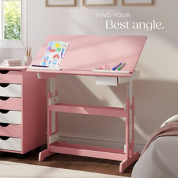 Tectake Desk - For Children, Wooden, Tiltable Tabletop, 7 Height Settings, With Drawer 109 Cm - Pink - thumbnail 7