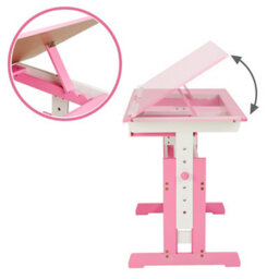 Tectake Desk - For Children, Wooden, Tiltable Tabletop, 7 Height Settings, With Drawer 109 Cm - Pink - thumbnail 2