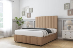 "Sloomy Langston Latte Dumfries Divan Bed Set 2 Drawers Left Side - 26"" Strutted & 12""  Footboard 6' Super King" - thumbnail 2