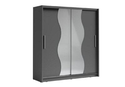Arte Graphite Sliding Wardrobe W204.5Cm - Industrial-Chic Storage With Mirrored Doors For Modern Bedrooms - image 1
