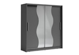 Arte Graphite Sliding Wardrobe W204.5Cm - Industrial-Chic Storage With Mirrored Doors For Modern Bedrooms - thumbnail 1