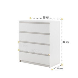 Arte Idea 06 Contemporary Chest Of Drawers 4 Drawers White (H)850mm (W)730mm (D)400mm - thumbnail 3