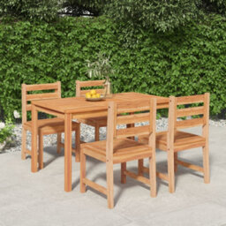 Walplus 5 Piece Garden Outdoor Dining Set Suitable For Backyard, Patio Solid Wood Teak