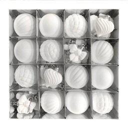 Amorly 32Pcs Velvet Christmas Tree Ornaments Set,white Flocked Hanging Christmas Balls Ornaments For Xmas Tree Holiday Home Party Decor - thumbnail 4
