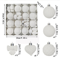 Amorly 32Pcs Velvet Christmas Tree Ornaments Set,white Flocked Hanging Christmas Balls Ornaments For Xmas Tree Holiday Home Party Decor - thumbnail 5