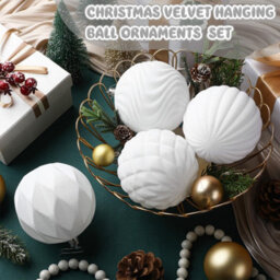 Amorly 32Pcs Velvet Christmas Tree Ornaments Set,white Flocked Hanging Christmas Balls Ornaments For Xmas Tree Holiday Home Party Decor - thumbnail 1