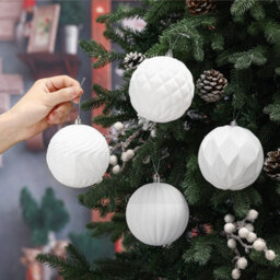 Amorly 32Pcs Velvet Christmas Tree Ornaments Set,white Flocked Hanging Christmas Balls Ornaments For Xmas Tree Holiday Home Party Decor - thumbnail 2