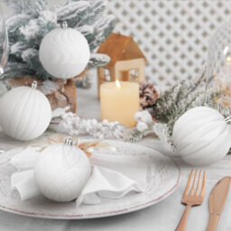 Amorly 32Pcs Velvet Christmas Tree Ornaments Set,white Flocked Hanging Christmas Balls Ornaments For Xmas Tree Holiday Home Party Decor - thumbnail 3