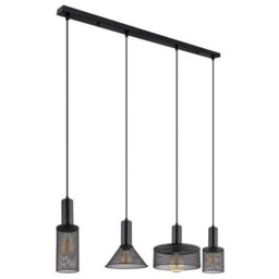 Luminosa Lighting Luminosa Jedd Bar Pendant Ceiling Light Matt Black 4X E27 - thumbnail 2