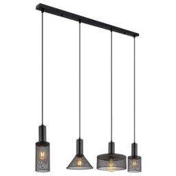 Luminosa Lighting Luminosa Jedd Bar Pendant Ceiling Light Matt Black 4X E27 - thumbnail 1