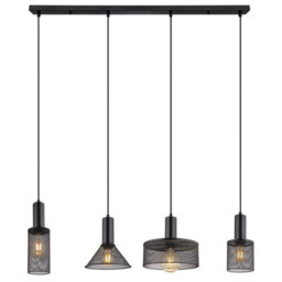 Luminosa Lighting Luminosa Jedd Bar Pendant Ceiling Light Matt Black 4X E27 - thumbnail 3
