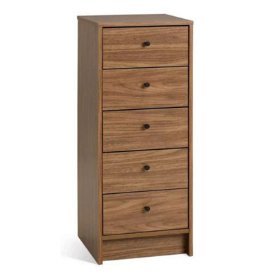 Walnut 5 Drawer Tall Storage Tallboy Cabinet - image 1