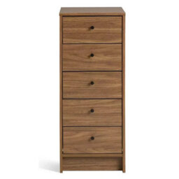 Walnut 5 Drawer Tall Storage Tallboy Cabinet - thumbnail 4