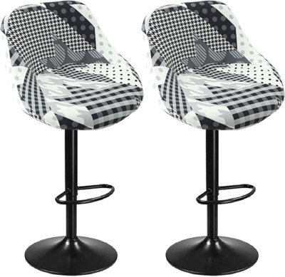 Bar Stool Cover With Backrest, Set Of 2, Stretchable Curved Cover, High Stools For Kitchen Dining Room (H18, 2Pc) - image 1