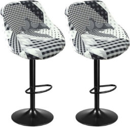 Bar Stool Cover With Backrest, Set Of 2, Stretchable Curved Cover, High Stools For Kitchen Dining Room (H18, 2Pc) - thumbnail 1