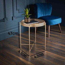 Spot On Dealz Gold Metal Coffee Tray Tables Round Bedside Table Removable Top Tray Table Small Side End Round  - thumbnail 2