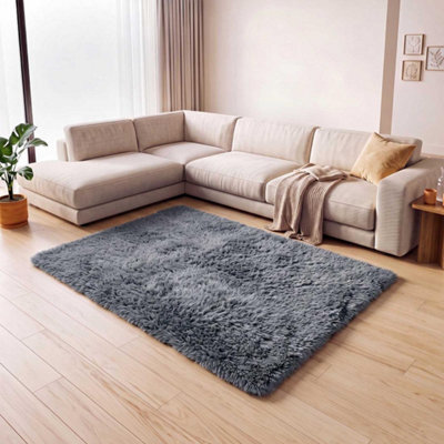Marlow Rug Fluffy Soft Pile Carpet Rebound Foam Non Slip For Living Room Grey - image 1