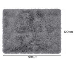 Marlow Rug Fluffy Soft Pile Carpet Rebound Foam Non Slip For Living Room Grey - thumbnail 4