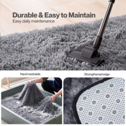 Marlow Rug Fluffy Soft Pile Carpet Rebound Foam Non Slip For Living Room Grey - thumbnail 9
