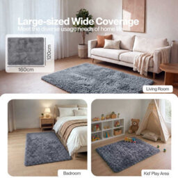 Marlow Rug Fluffy Soft Pile Carpet Rebound Foam Non Slip For Living Room Grey - thumbnail 8