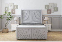 "Sloomy Rutherford Silver Naples Bed Frame With Mattress With 50""  Upholstered Wingback Headboard 4' Small Double" - thumbnail 1