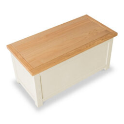 Farro Cream Ottoman Blanket Box - Painted With Oak Top - Fully Assembled By Roseland Furniture - thumbnail 4