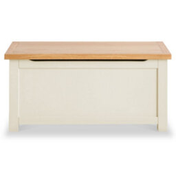 Farro Cream Ottoman Blanket Box - Painted With Oak Top - Fully Assembled By Roseland Furniture - thumbnail 5