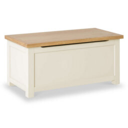 Farro Cream Ottoman Blanket Box - Painted With Oak Top - Fully Assembled By Roseland Furniture