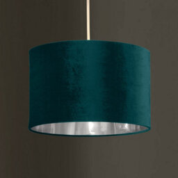 K Living Deco Velvet Ceiling Pendant Or Lamp Shade In Teal With Silver Inner Metallic Lining - thumbnail 3