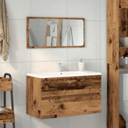 Berkfield Bathroom Cabinet With Mirror Old Wood Engineered Wood - thumbnail 3