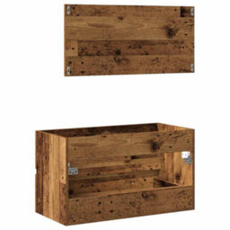 Berkfield Bathroom Cabinet With Mirror Old Wood Engineered Wood - thumbnail 6