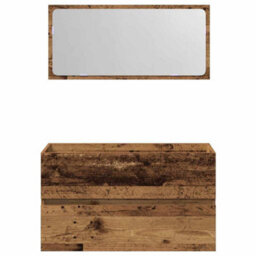 Berkfield Bathroom Cabinet With Mirror Old Wood Engineered Wood - thumbnail 4