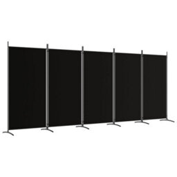 Berkfield Durable 5-Panel Room Divider Black 433X180 Cm Fabric