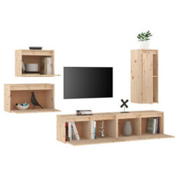 Berkfield Tv Cabinets 5 Pcs Solid Wood Pine - thumbnail 4