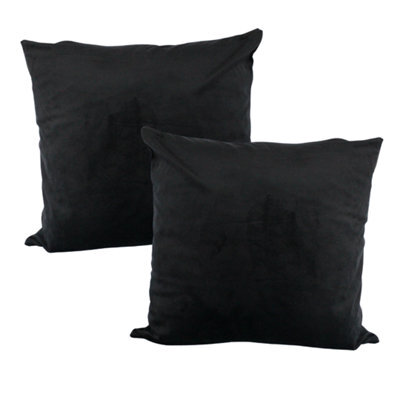Urban Textures Pack Of 2 Velvet Cushion Covers 20 X 20 Inches Black - image 1