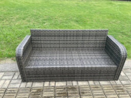 Fimous Patio Rattan Garden Furniture Set With Oblong Dining Table 11 Seater Outdoor Lounge Sofa Set - thumbnail 5