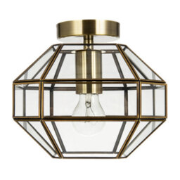 Happy Homewares Classic Lantern Styled Ceiling Light With Geometric Clear Glass Shade - thumbnail 1
