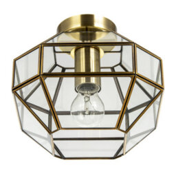 Happy Homewares Classic Lantern Styled Ceiling Light With Geometric Clear Glass Shade - thumbnail 3