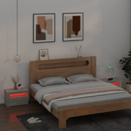 Vidaxl Bedside Cabinets 2 Pcs With Leds Concrete Grey 60X35X40 Cm - thumbnail 9