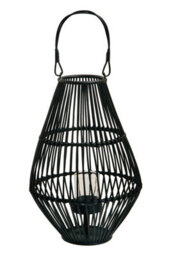 Orsina Elegant Design Black Lantern With Hoop Handle, Functional Black Tealight Lantern, Sleek Large Candle Lantern - thumbnail 2