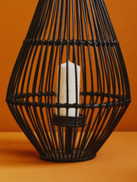 Orsina Elegant Design Black Lantern With Hoop Handle, Functional Black Tealight Lantern, Sleek Large Candle Lantern - thumbnail 5