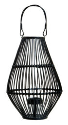 Orsina Elegant Design Black Lantern With Hoop Handle, Functional Black Tealight Lantern, Sleek Large Candle Lantern - thumbnail 1